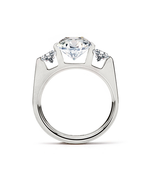 Load image into Gallery viewer, RG208W B.Tiff 3-Stone 3 ct Emerald Cut Engagement Ring by B.Tiff New York
