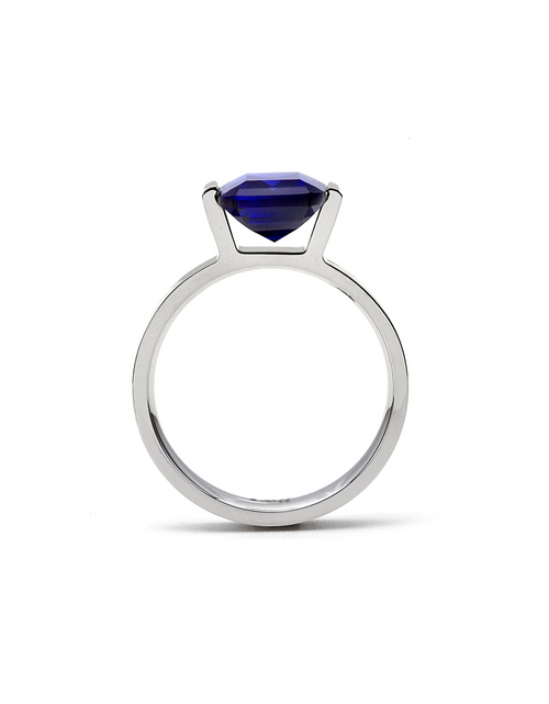Load image into Gallery viewer, RG210BL B.Tiff 3 ct Blue Emerald Cut Engagement Ring by B.Tiff New York
