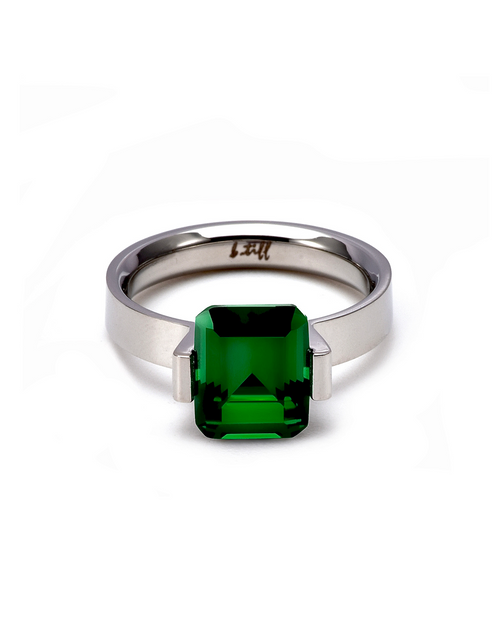 Load image into Gallery viewer, RG210GR B.Tiff 3 ct Green Emerald Cut Engagement Ring by B.Tiff New York
