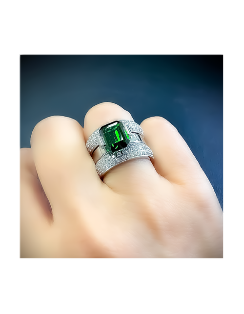 Load image into Gallery viewer, RG210GR B.Tiff 3 ct Green Emerald Cut Engagement Ring by B.Tiff New York
