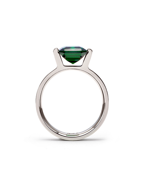 Load image into Gallery viewer, RG210GR B.Tiff 3 ct Green Emerald Cut Engagement Ring by B.Tiff New York
