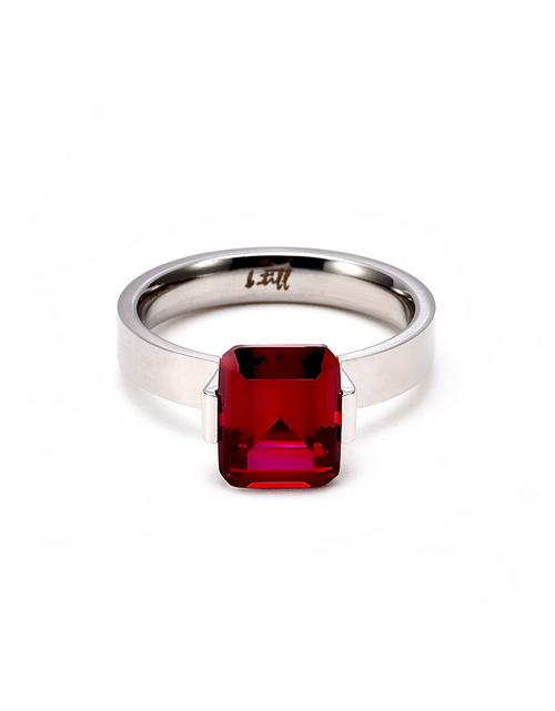 Load image into Gallery viewer, RG210R B.Tiff 3 ct Red Emerald Cut Engagement Ring by B.Tiff New York
