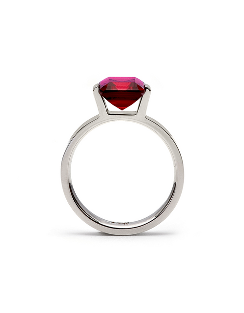 Load image into Gallery viewer, RG210R B.Tiff 3 ct Red Emerald Cut Engagement Ring by B.Tiff New York
