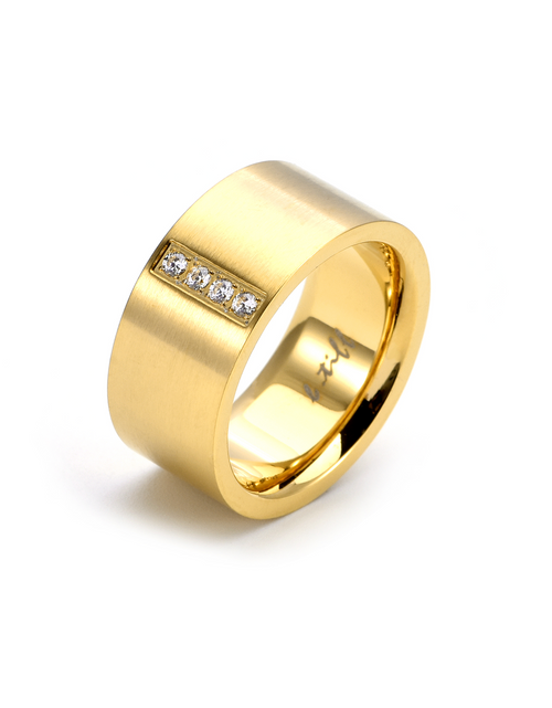 Load image into Gallery viewer, RG223G B.Tiff 4-Stone Gold Wide Ring [Wide Band] by B.Tiff New York
