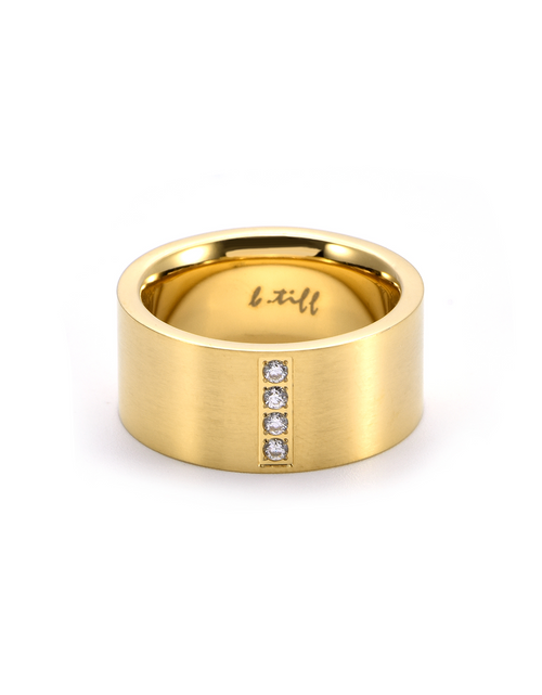 Load image into Gallery viewer, RG223G B.Tiff 4-Stone Gold Wide Ring [Wide Band] by B.Tiff New York
