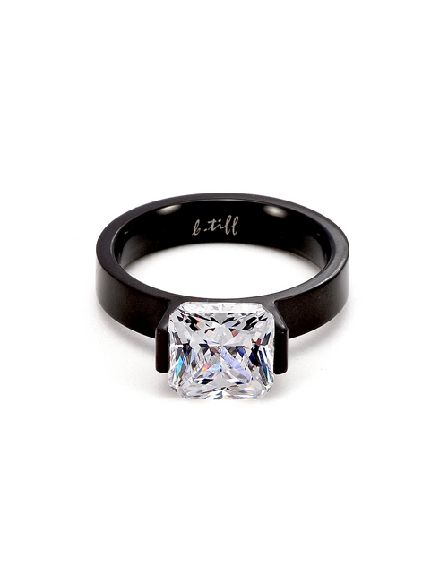 Load image into Gallery viewer, RG228B B.Tiff Black 2 ct Cushion Cut Engagement Ring by B.Tiff New York
