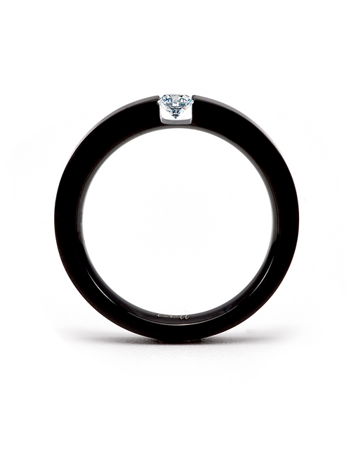 Load image into Gallery viewer, RG301B B.Tiff .12 ct Princess Cut Black Solitaire Ring [Thin Band] by B.Tiff New York
