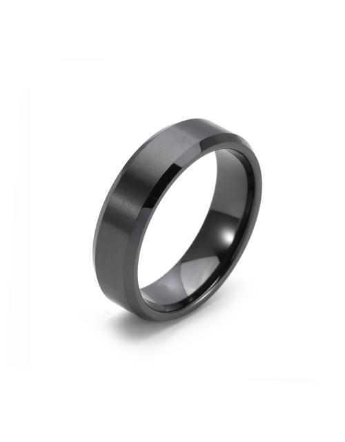Load image into Gallery viewer, RG602B B.Tiff Black 2-Tone Beveled Edge High Tech Ceramic Ring by B.Tiff New York
