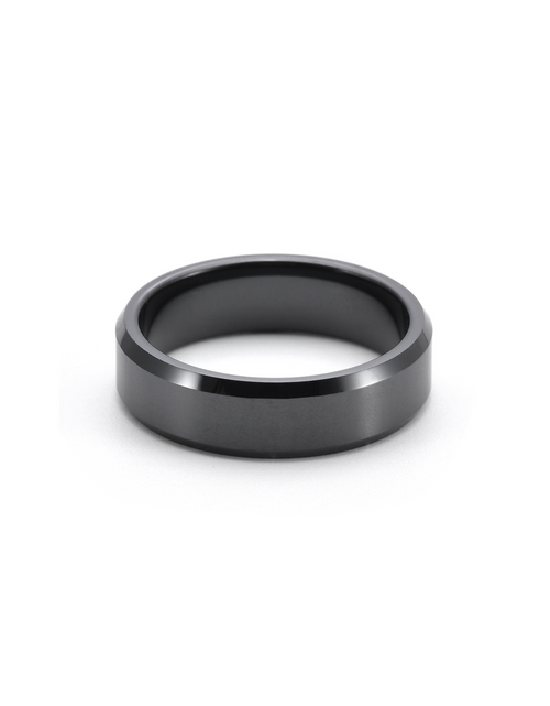 Load image into Gallery viewer, RG602B B.Tiff Black 2-Tone Beveled Edge High Tech Ceramic Ring by B.Tiff New York
