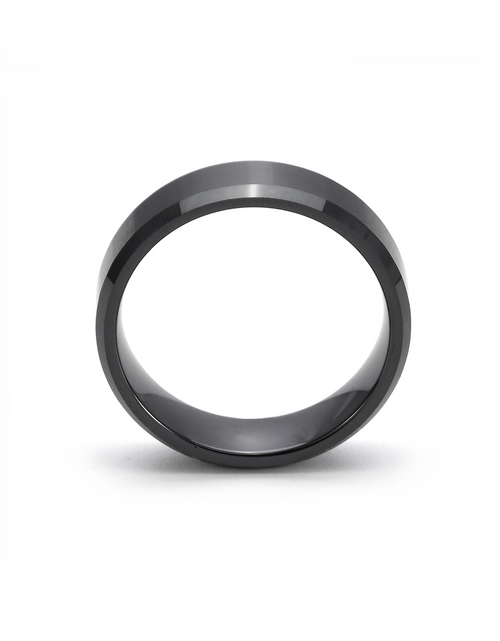 Load image into Gallery viewer, RG602B B.Tiff Black 2-Tone Beveled Edge High Tech Ceramic Ring by B.Tiff New York

