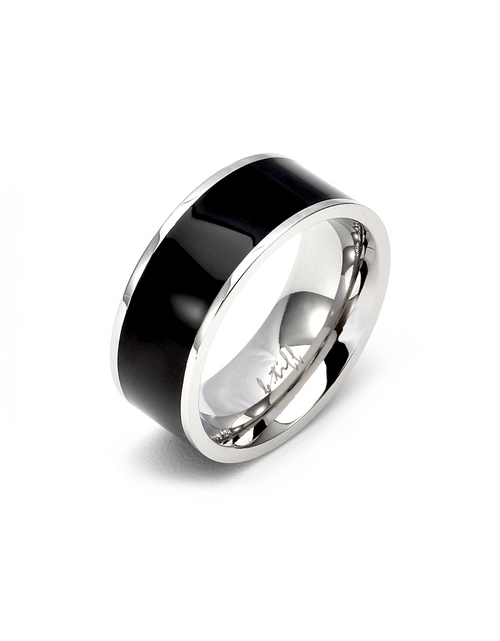 Load image into Gallery viewer, RG800WB B.Tiff Black Enamel Ring [Wide Band] by B.Tiff New York

