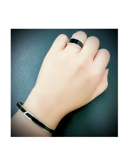 Load image into Gallery viewer, RG800WB B.Tiff Black Enamel Ring [Wide Band] by B.Tiff New York

