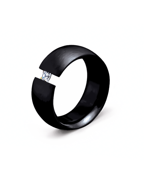 Load image into Gallery viewer, RG801B B.Tiff Princess Cut Black Wide Ring by B.Tiff New York
