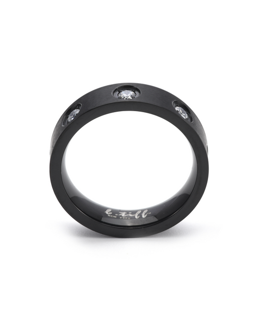 Load image into Gallery viewer, RG808B B.Tiff Matte Black 8-Stone Pave Ring by B.Tiff New York

