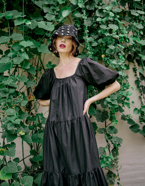Load image into Gallery viewer, ROSEMARY Cotton Prairie Dress, in Black by BrunnaCo

