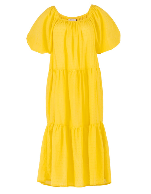 Load image into Gallery viewer, ROSEMARY Dotted Cotton Dress, in Sunflower Yellow by BrunnaCo
