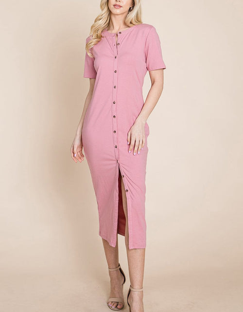Load image into Gallery viewer, Everyday Button up Cotton Midi Shirt Dress by RolyPoly Apparel
