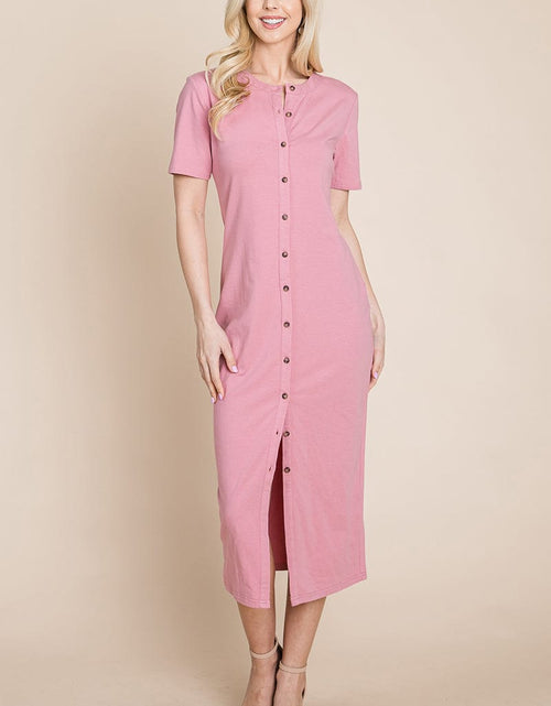 Load image into Gallery viewer, Everyday Button up Cotton Midi Shirt Dress by RolyPoly Apparel
