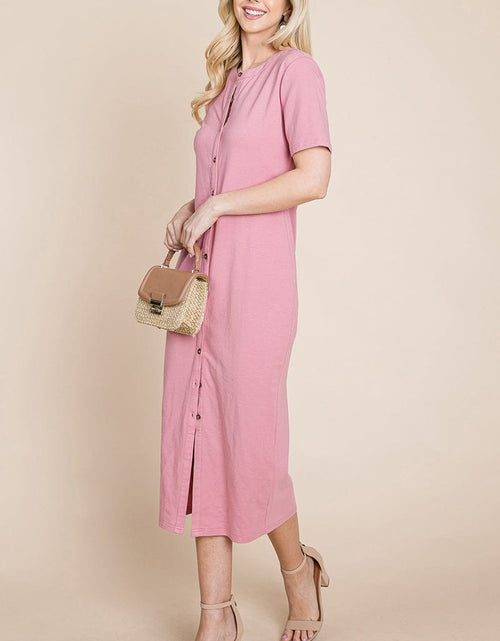 Load image into Gallery viewer, Everyday Button up Cotton Midi Shirt Dress by RolyPoly Apparel

