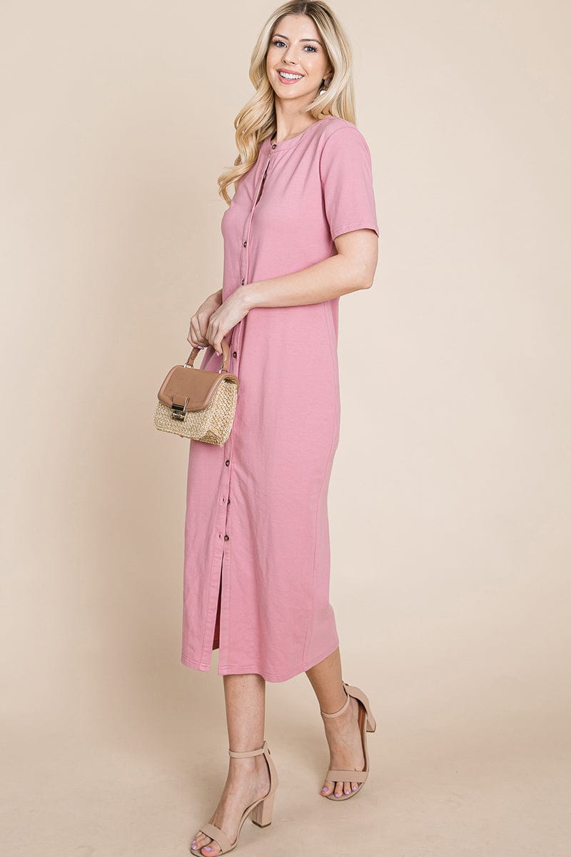 Everyday Button up Cotton Midi Shirt Dress by RolyPoly Apparel