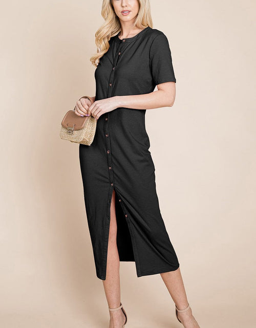 Load image into Gallery viewer, Everyday Button up Cotton Midi Shirt Dress by RolyPoly Apparel
