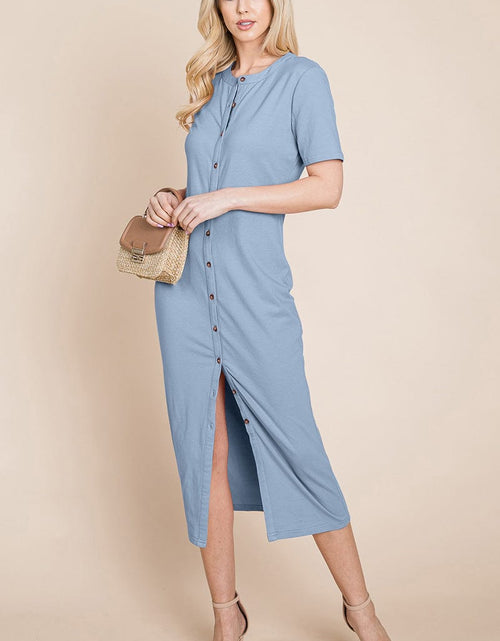 Load image into Gallery viewer, Everyday Button up Cotton Midi Shirt Dress by RolyPoly Apparel
