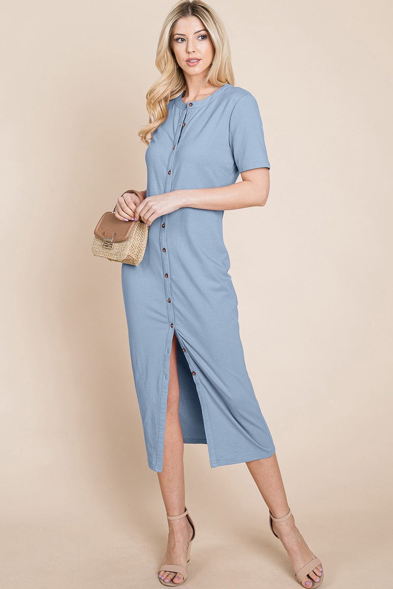 Everyday Button up Cotton Midi Shirt Dress by RolyPoly Apparel