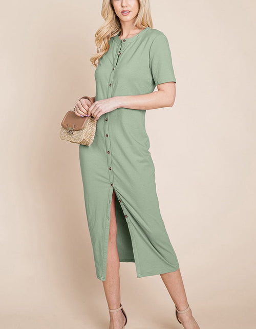 Load image into Gallery viewer, Everyday Button up Cotton Midi Shirt Dress by RolyPoly Apparel
