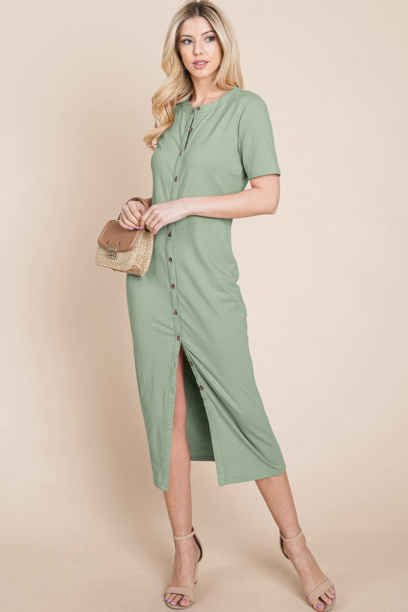 Everyday Button up Cotton Midi Shirt Dress by RolyPoly Apparel