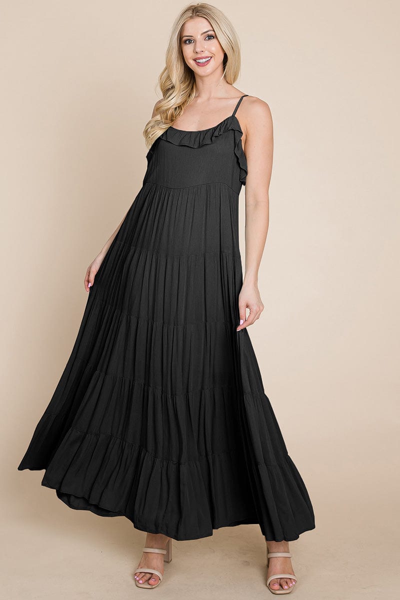 Tiered Tie Strap Cami Maxi Dress by RolyPoly Apparel
