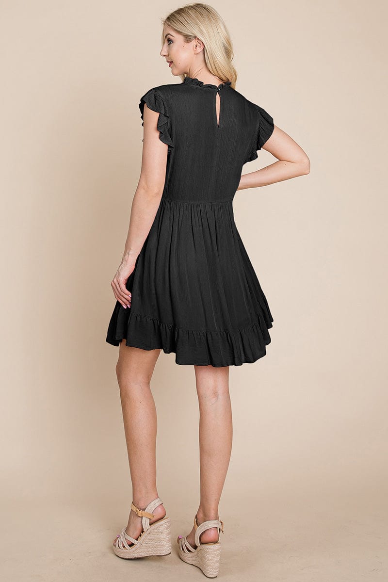 Ruffled Sleeveless Babydoll dress with pockets by RolyPoly Apparel