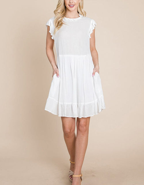 Load image into Gallery viewer, Ruffled Sleeveless Babydoll dress with pockets by RolyPoly Apparel
