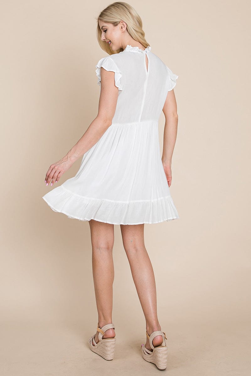 Ruffled Sleeveless Babydoll dress with pockets by RolyPoly Apparel