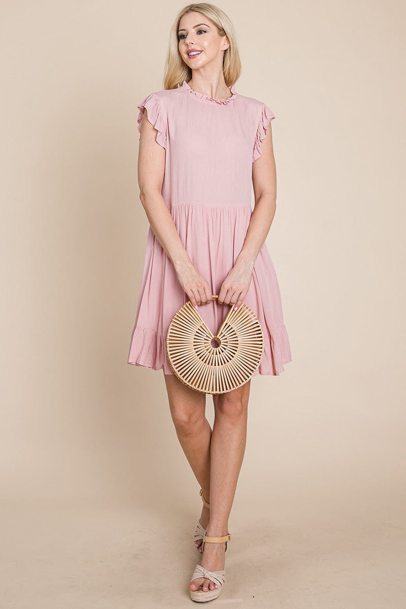 Ruffled Sleeveless Babydoll dress with pockets by RolyPoly Apparel