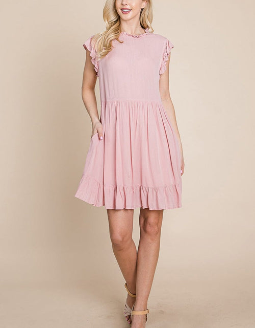 Load image into Gallery viewer, Ruffled Sleeveless Babydoll dress with pockets by RolyPoly Apparel
