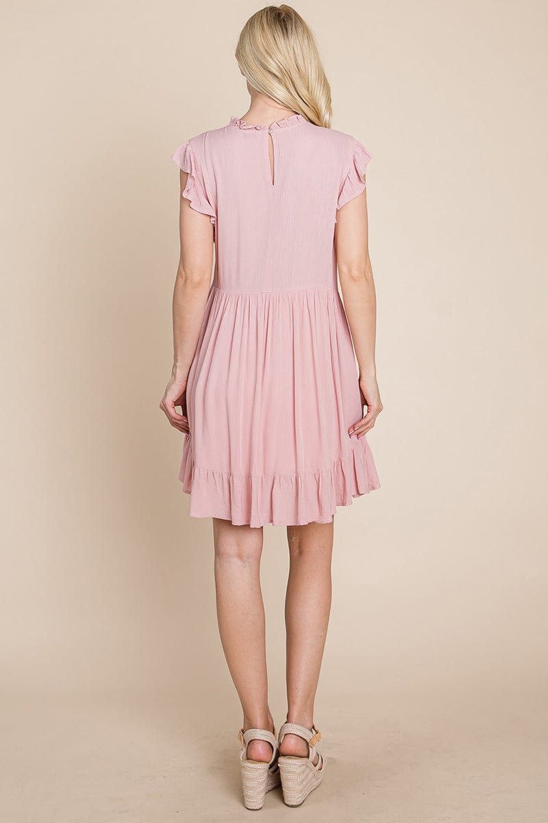 Ruffled Sleeveless Babydoll dress with pockets by RolyPoly Apparel