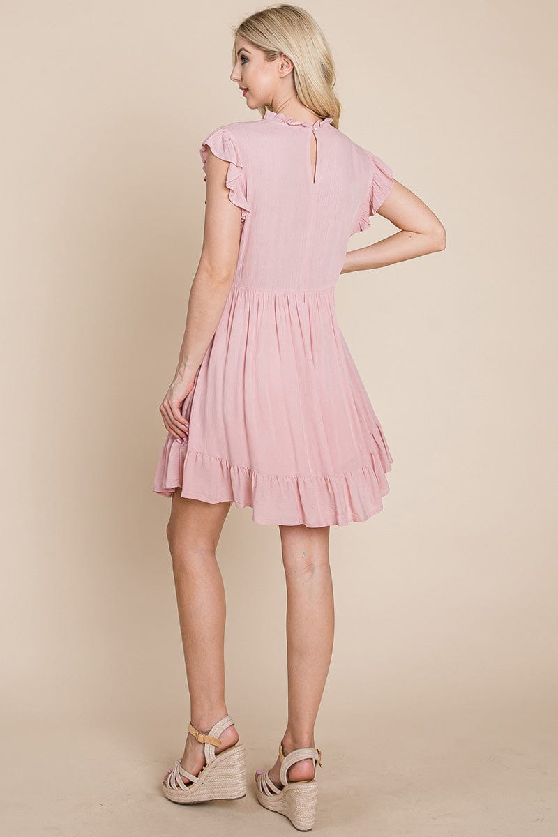 Ruffled Sleeveless Babydoll dress with pockets by RolyPoly Apparel