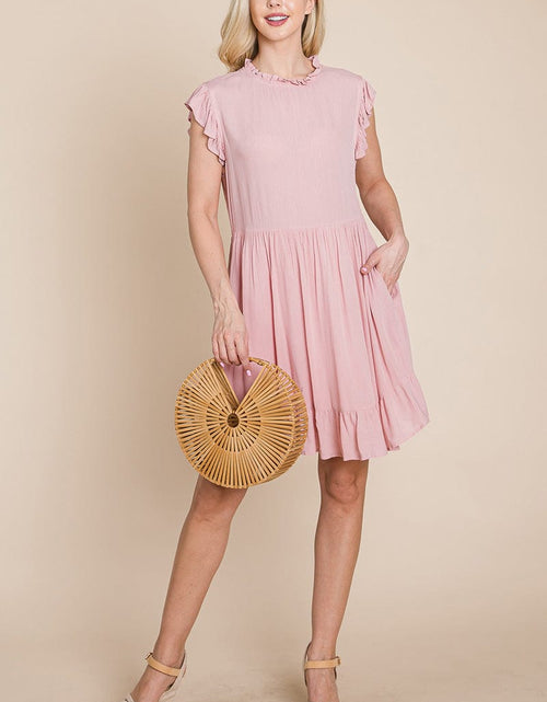Load image into Gallery viewer, Ruffled Sleeveless Babydoll dress with pockets by RolyPoly Apparel
