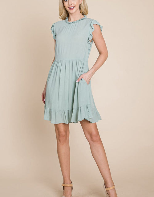 Load image into Gallery viewer, Ruffled Sleeveless Babydoll dress with pockets by RolyPoly Apparel
