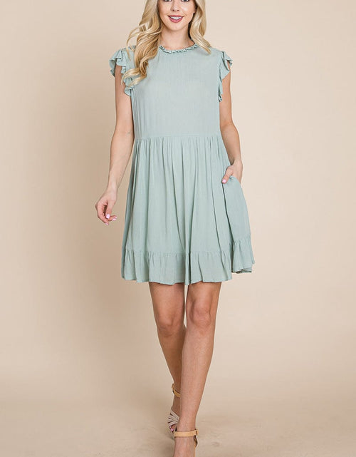 Load image into Gallery viewer, Ruffled Sleeveless Babydoll dress with pockets by RolyPoly Apparel
