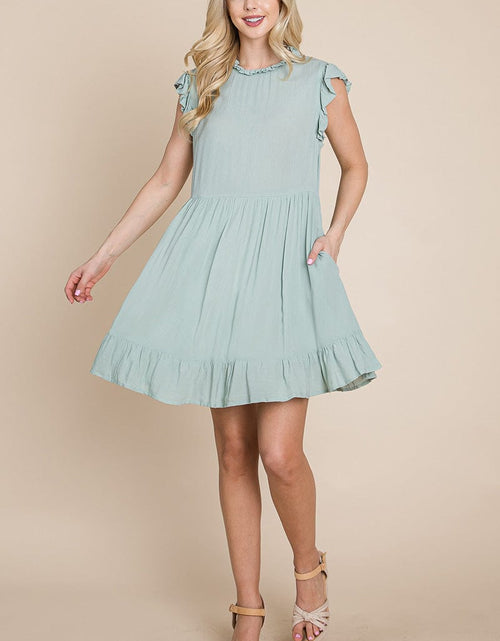 Load image into Gallery viewer, Ruffled Sleeveless Babydoll dress with pockets by RolyPoly Apparel
