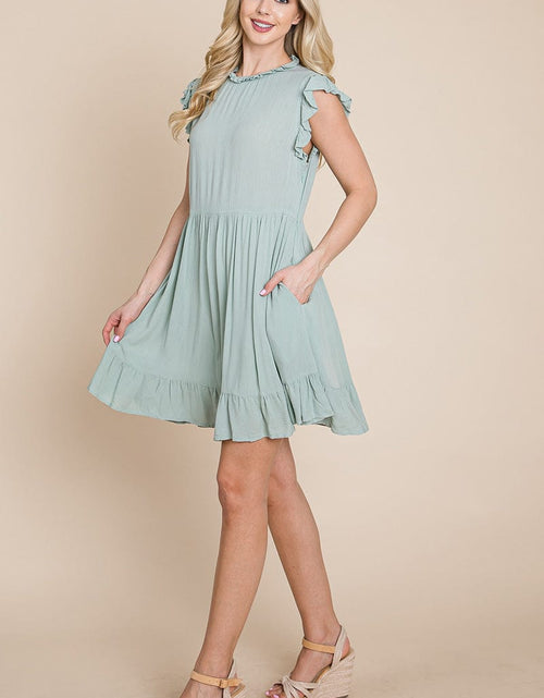 Load image into Gallery viewer, Ruffled Sleeveless Babydoll dress with pockets by RolyPoly Apparel
