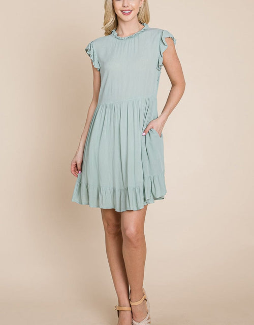 Load image into Gallery viewer, Ruffled Sleeveless Babydoll dress with pockets by RolyPoly Apparel
