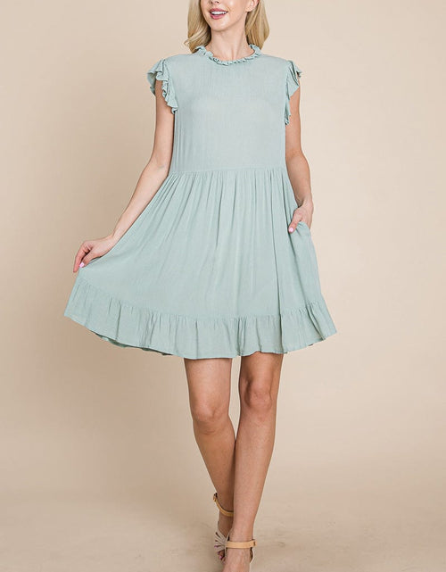 Load image into Gallery viewer, Ruffled Sleeveless Babydoll dress with pockets by RolyPoly Apparel
