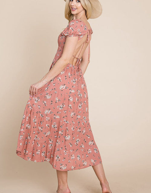 Load image into Gallery viewer, Floral Pleated Open back Midi Dress by RolyPoly Apparel

