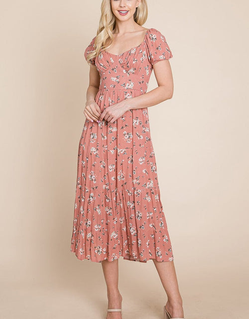 Load image into Gallery viewer, Floral Pleated Open back Midi Dress by RolyPoly Apparel
