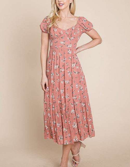 Load image into Gallery viewer, Floral Pleated Open back Midi Dress by RolyPoly Apparel
