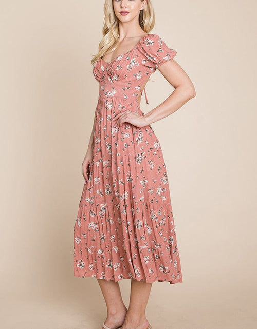 Load image into Gallery viewer, Floral Pleated Open back Midi Dress by RolyPoly Apparel

