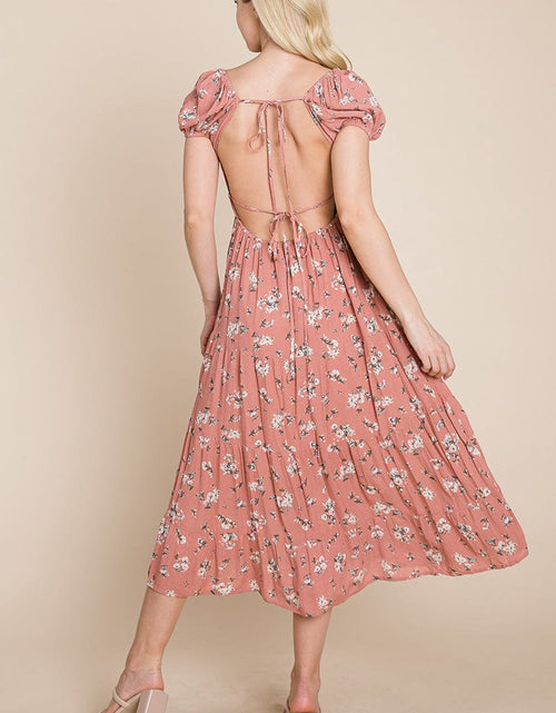 Load image into Gallery viewer, Floral Pleated Open back Midi Dress by RolyPoly Apparel
