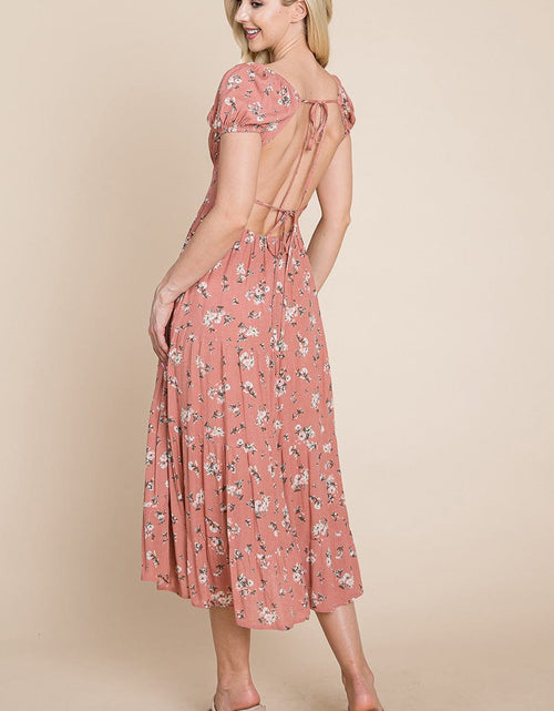 Load image into Gallery viewer, Floral Pleated Open back Midi Dress by RolyPoly Apparel
